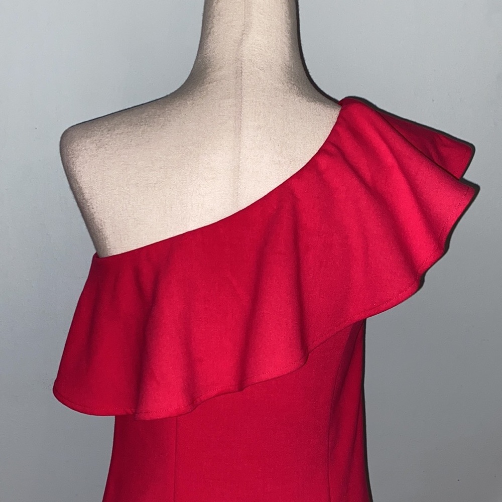 French Connection Pink Ruffle One Shoulder Tunic Dress - 2 - Picture 8 of 13